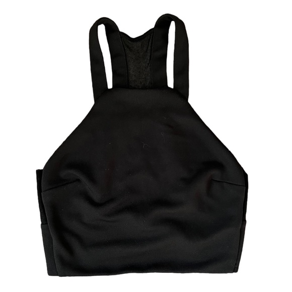 EXPRESS BLACK CROPPED HIGH NECK TANK TOP WITH OPEN BACK MESH CUTOUTS SIZE XS - Picture 1 of 6